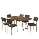Ver imagem 2 de Conjunto Sala de Jantar Cannes 6 Lugares Tampo MDP com Cadeiras em Aço Rosê 170cm Móveis Carraro