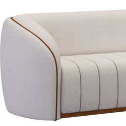 Sofá 332cm 4 Lugares Bipartido West Courino Caramelo| Linho Alto Relevo Off White - Sallar Home - 6