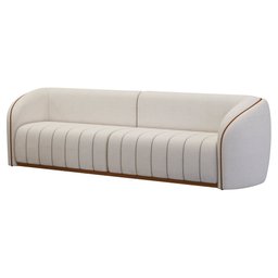 Sofá 332cm 4 Lugares Bipartido West Courino Caramelo| Linho Alto Relevo Off White - Sallar Home - 7