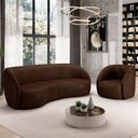 Ver imagem 1 de Kit Sofá 4 Lugares Eron 318cm com Poltrona Giratória Angelina M03 Couríssimo Marrom - Lyam Decor
