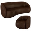 Ver imagem 2 de Kit Sofá 4 Lugares Eron 318cm com Poltrona Giratória Angelina M03 Couríssimo Marrom - Lyam Decor