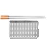 Kit Grelha Perfurada para Carnes e Vegetais 37x29cm Aço Inox com 2 Espetos Simples 85cm Domama - 1