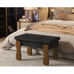 Puff, Banqueta, Recamier Captone Madri Pés de Madeira 0,80 Cor Preto - Comprar Moveis em Casa - 1