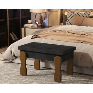 Puff, Banqueta, Recamier Captone Madri Pés de Madeira 0,80 Cor Preto - Comprar Moveis em Casa