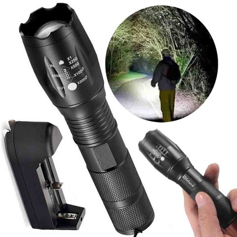 Lanterna Tatica Zoom Ajustavel Led Ultra Forte 5 Modos SOS Pesca Camping Acampamento Atividade Notur