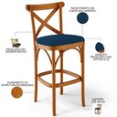 Ver imagem 7 de Kit 06 Banquetas Altas Cozinha Bancada Bar Sala Jantar Estofada Ávila L02 Suede Azul Marinho - Lyam