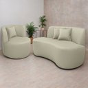 Ver imagem 2 de Kit Poltrona com Sofá Curvo 2 Lugares Forma Orgânica Corino Macio Maranata