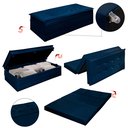 Ver imagem 3 de Puff Recamier Casal Estofado D23 Azul que Vira Cama Casal com Baú para Quarto