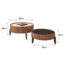 Ver imagem 3 de Conjunto Mesa de Centro Anna Redonda Lamina de Madeira Tampo com Vidro 60cm e 50cm