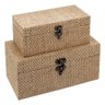 Jogo 2 Peças Caixa Organizadora Decorativa Mdf Bege - P:7x12x24 M:10x15x30 Cm - 1