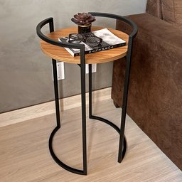 Mesa Lateral Rústica Ferro Mdf Preta - 3