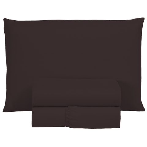Roupa de Cama Solteiro 400 Fios 3 Peças Hotel Pousada Macio Acetinado:marrom