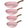 Jogo de Frigideiras Antiaderente Revestimento Cerâmica 4 Peças Sahara Chama Rosa - Casambiente - 1