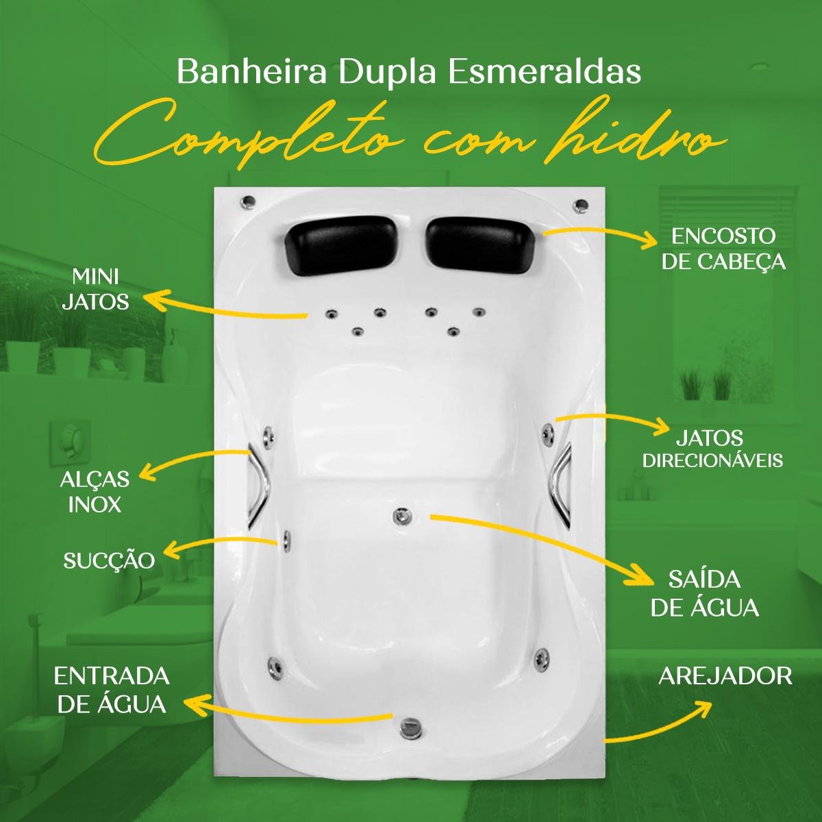 Banheira Dupla Esmeraldas Completa com Hidro - 4