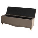 Ver imagem 2 de Recamier Calçadeira Baú Barcelona King 195 Cm Botão Encapados Pés Palito Suede Capuccino do Lar Móve