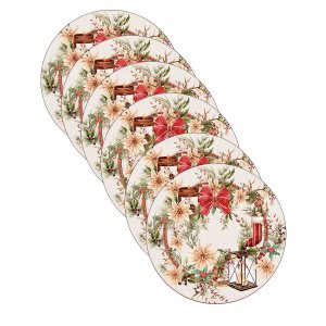 Kit Sousplat Natal Christmas Vintage NSW 6 Peças Sem base