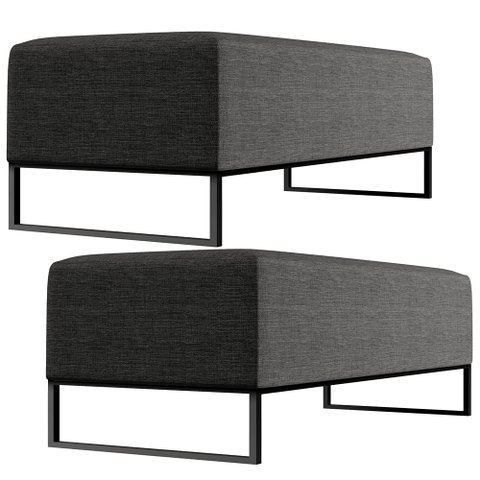 Kit 02 Puffs Decorativo Sala de Estar Bali W01 Base Ferro 120x50 cm Linho Cinza Escuro - Lyam Decor