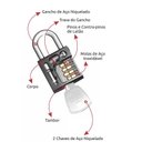 Ver imagem 2 de Cadeado 25mm Haste Média de 50mm Latonado Zamac 3f