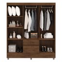 Ver imagem 2 de Guarda-roupa Casal 6 Portas 2 Gavetas com Espelho Ideval Imbuia Rústico