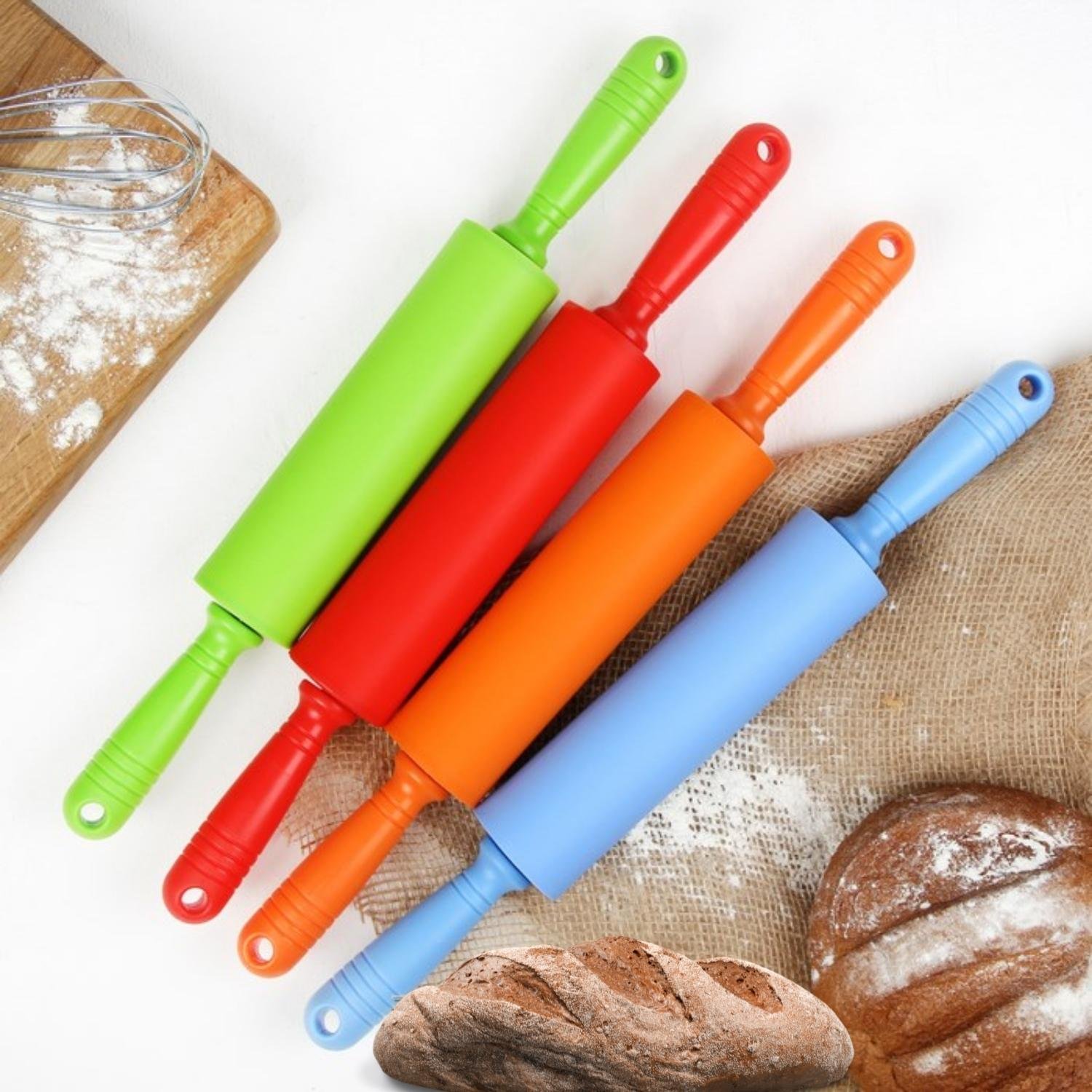 Rolo de Silicone para Massas Pão Pastel Pizza 52cm - Laranja - 2