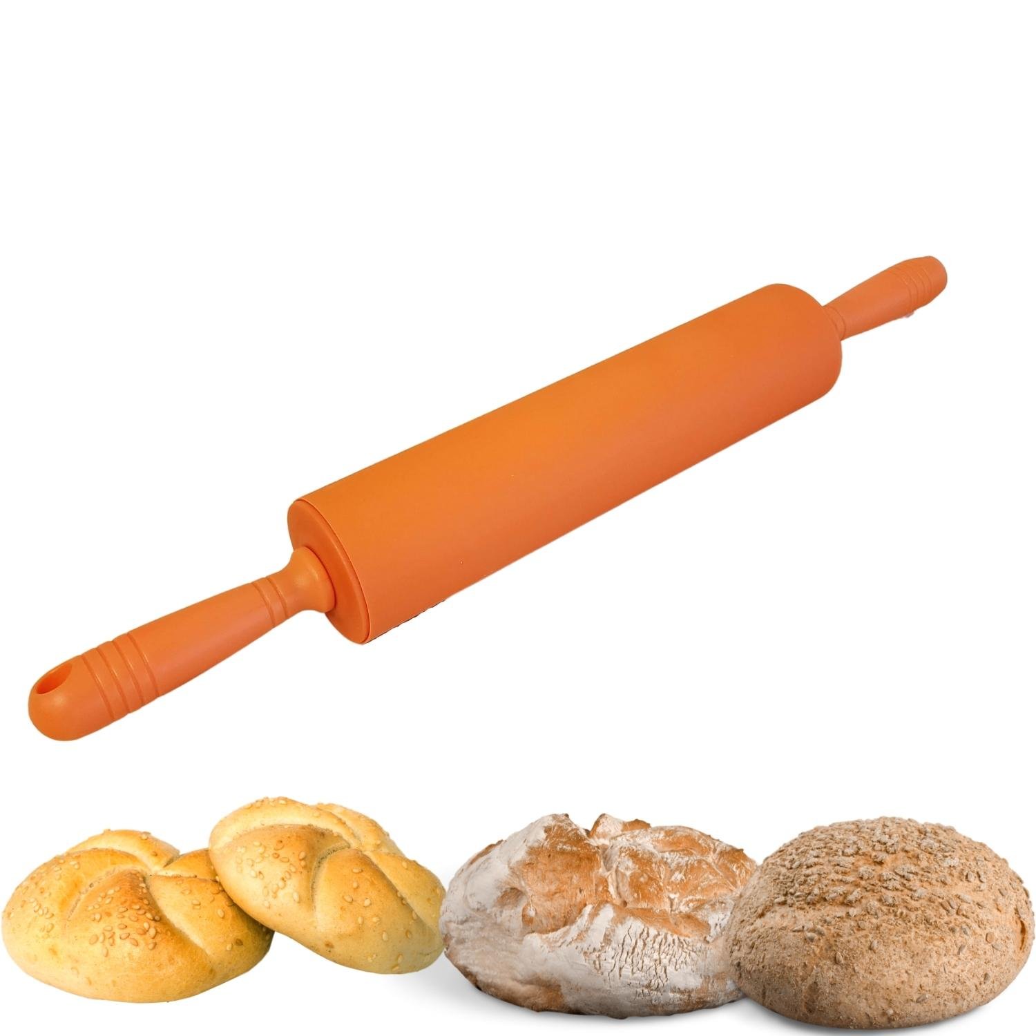 Rolo de Silicone para Massas Pão Pastel Pizza 52cm - Laranja - 1