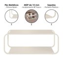 Ver imagem 4 de Mesa de Centro Luna 80 cm Pes Metalicos Off White Artesano
