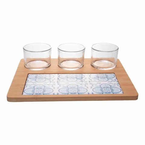 Conjunto 5 Peças para Servir Mosaico Bambu 26x21x6 cm Wolff