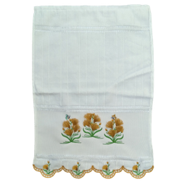 Toalha Bordada Lavabo De Mão Flores em Alto Relevo. Dohler Artesanalle Branco - 2