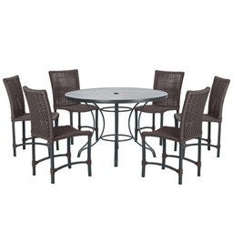 Mesa Ascoli 120 Cm com 6 Cadeiras Cannes de Alumínio, Pintura Preta e Trama Tela de Corda Náutica - 1