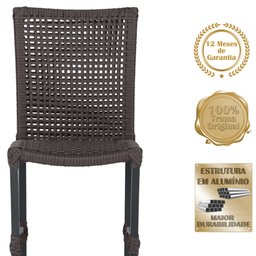 Mesa Ascoli 120 Cm com 6 Cadeiras Cannes de Alumínio, Pintura Preta e Trama Tela de Corda Náutica - 3