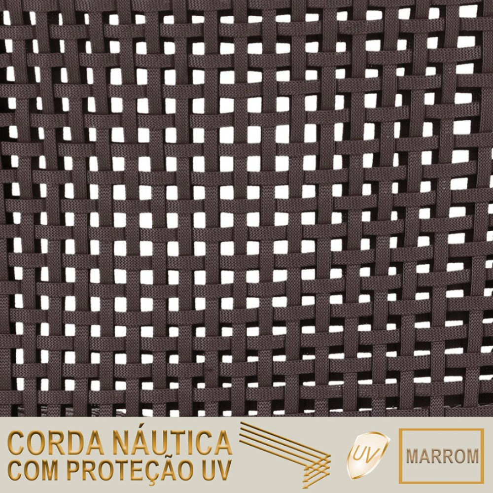 Mesa Ascoli 120 Cm com 6 Cadeiras Cannes de Alumínio, Pintura Preta e Trama Tela de Corda Náutica - 6