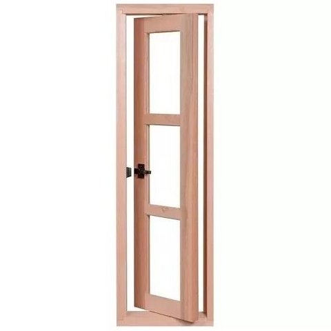 Janela Vitro de Madeira Capelinha Completa 100X40 Modelo Quadriculado