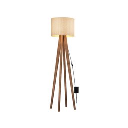 Luminária Luxo Abajur de Chão 4 Pés em Madeira Safira com Cúpula Palha - 2