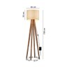 Luminária Luxo Abajur de Chão 4 Pés em Madeira Safira com Cúpula Palha - 3