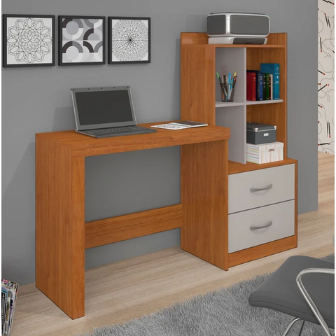 Escrivaninha Alana 2 Gavetas Jcm Movelaria - Cinamomo/off