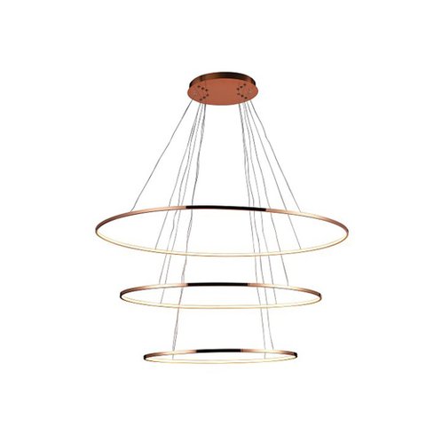 Pendente 3 Anéis Oval Birdie Rose Gold 100cm LED 45W 3000K Bivolt KW004EL Bella