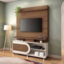 Ver imagem 1 de Home Theater Decorativo Globo C/rodízios para Tv até 55 Polegadas Castanho/off White G26 - Gran Belo