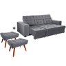 Sofá 4 Lugares Itália Plus Cinza 2,60m Retrátil, Reclinável com 2 Puffs - 1