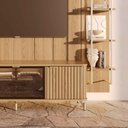 Ver imagem 3 de Estante para TV Home Theater 75" 100% MDF 254cm Vidro Reflecta Prateleiras LED Neon Float Carvalho