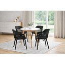 Ver imagem 1 de Conjunto de Jantar Mesa Leda Branca 90cm + 4 Cadeiras Marcela, Moderna e Confortavel - Preta