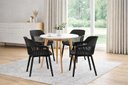 Ver imagem 1 de Conjunto de Jantar Mesa Leda Branca 90cm + 4 Cadeiras Marcela, Moderna e Confortavel - Preta