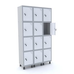 ROUPEIRO DE AÇO 3M 12 PORTAS FECHADURA PANDIN - CINZA/BRANCO GRF 503/12 DI - 1