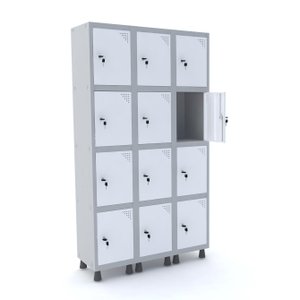 ROUPEIRO DE AÇO 3M 12 PORTAS FECHADURA PANDIN - CINZA/BRANCO GRF 503/12 DI