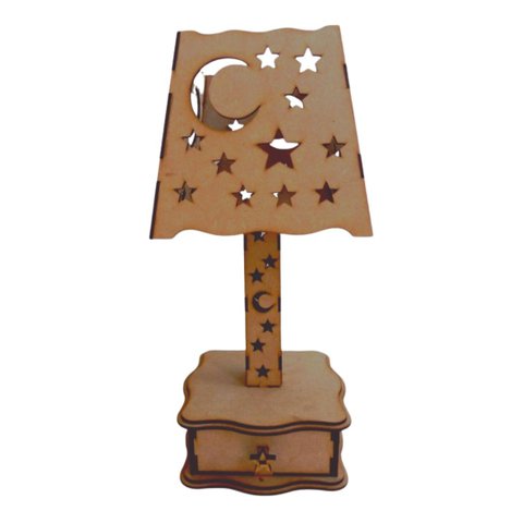 Abajur de Mesa em MDF - Cor: Marrom
