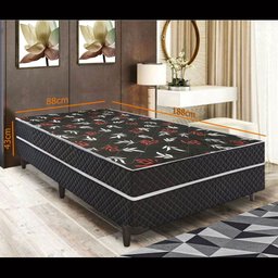 Cama Box Solteiro Conjugada Ortopédica Preta Rr Colchoes - 2