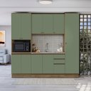 Ver imagem 1 de Cozinha Compacta com Kit Forno Celeste Kappesberg 100% Mdf Nogueira/verde 240cm