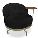 Ver imagem 6 de Kit 2 Poltronas Decorativa Andromeda Linho Bouclê Base Giratória de Ferro - Pallazio Cor Preto