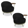 Kit 2 Poltronas Decorativa Andromeda Linho Bouclê Base Giratória de Ferro - Pallazio Cor Preto - 1