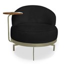 Ver imagem 5 de Kit 2 Poltronas Decorativa Andromeda Linho Bouclê Base Giratória de Ferro - Pallazio Cor Preto