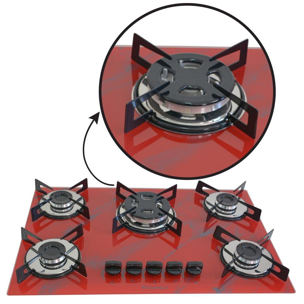 Cooktop Chapa 5bocas Tripla Chama 127/220v Mar Verm - 4